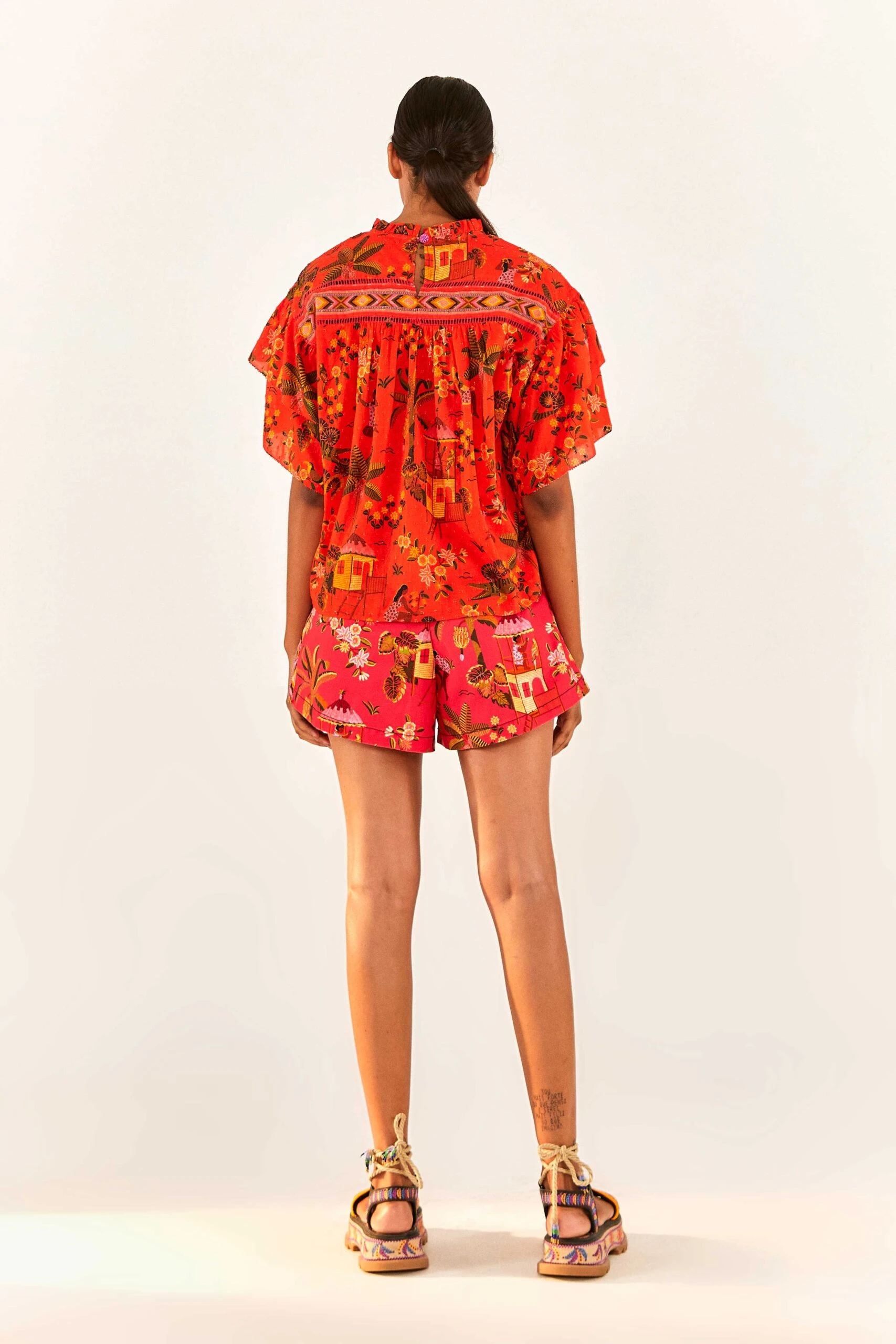 Red Secret Garden Organic Cotton Blouse 2 Red Secret Garden Organic Cotton Blouse - Image 2