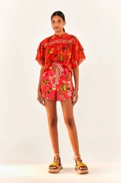 Red Secret Garden Organic Cotton Blouse 8 Red Secret Garden Organic Cotton Blouse -Modern Dress World 299824 04