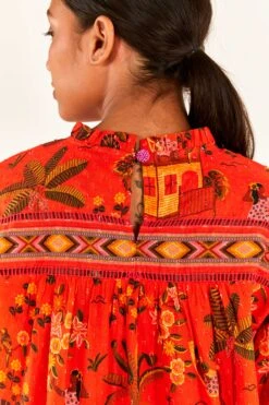 Red Secret Garden Organic Cotton Blouse 11 Red Secret Garden Organic Cotton Blouse -Modern Dress World 299824 06