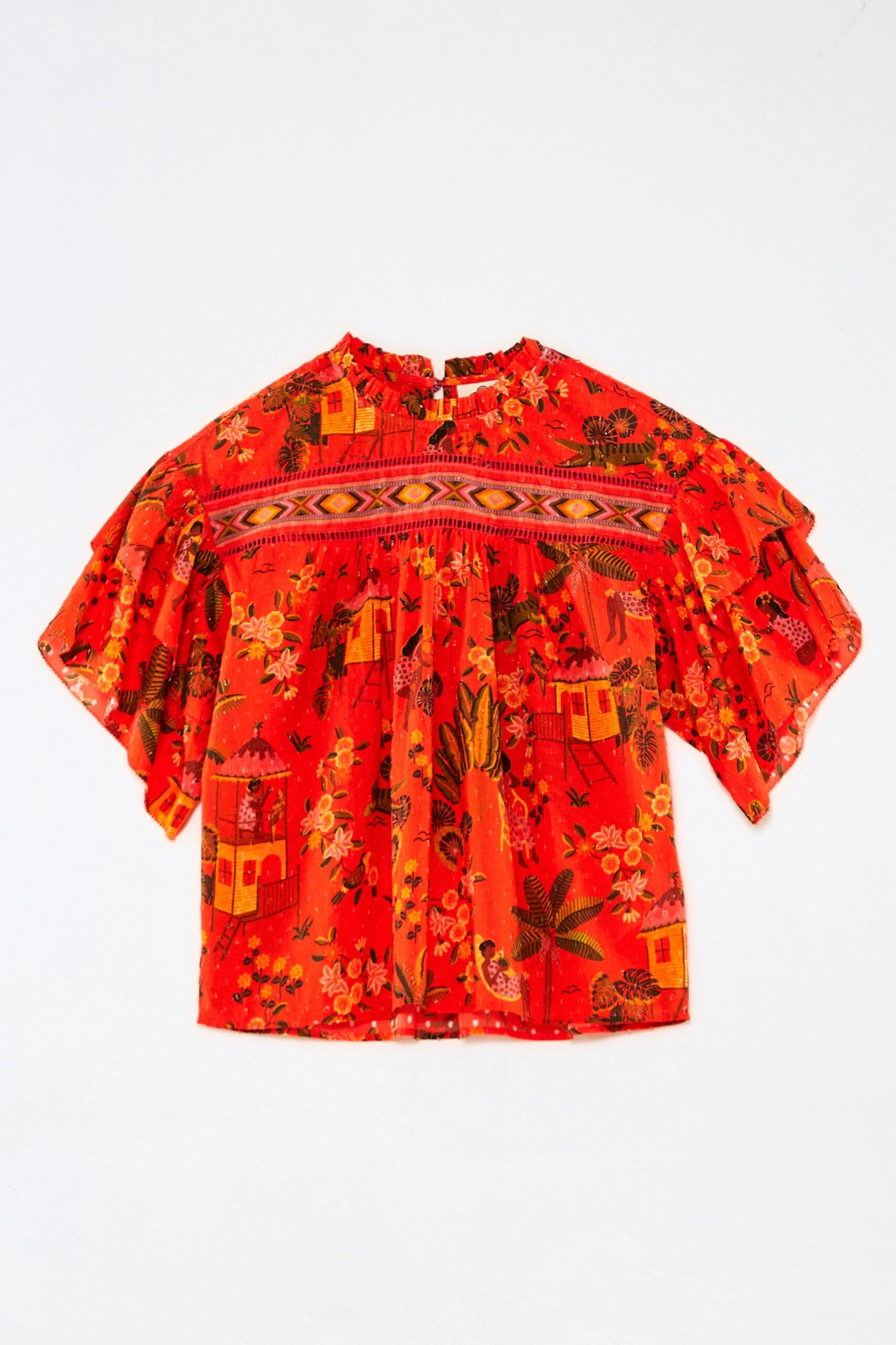 Red Secret Garden Organic Cotton Blouse 5 Red Secret Garden Organic Cotton Blouse - Image 5