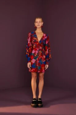Farm Rio Red Wild Life Mini Dress