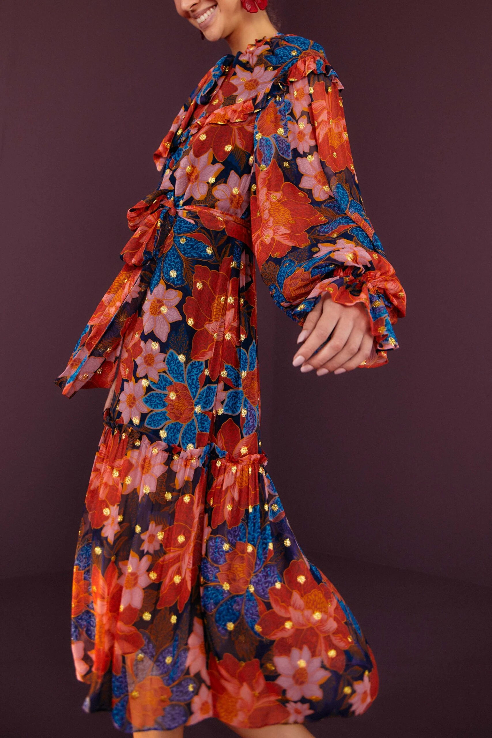 Farm Rio Navy Garden Lenzing™ Ecovero™ Viscose Midi Dress 3 Farm Rio Navy Garden Lenzing™ Ecovero™ Viscose Midi Dress - Image 3