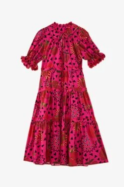 Farm Rio Pink Snake Fruit Organic Cotton Midi Dress -Modern Dress World 301829 04