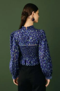 Farm Rio Blue Leopard Pop Blouse -Modern Dress World 301831 03