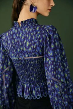 Farm Rio Blue Leopard Pop Blouse -Modern Dress World 301831 04