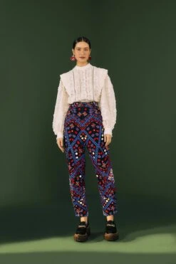 Farm Rio Embroidered Corduroy Pants -Modern Dress World 301854 01