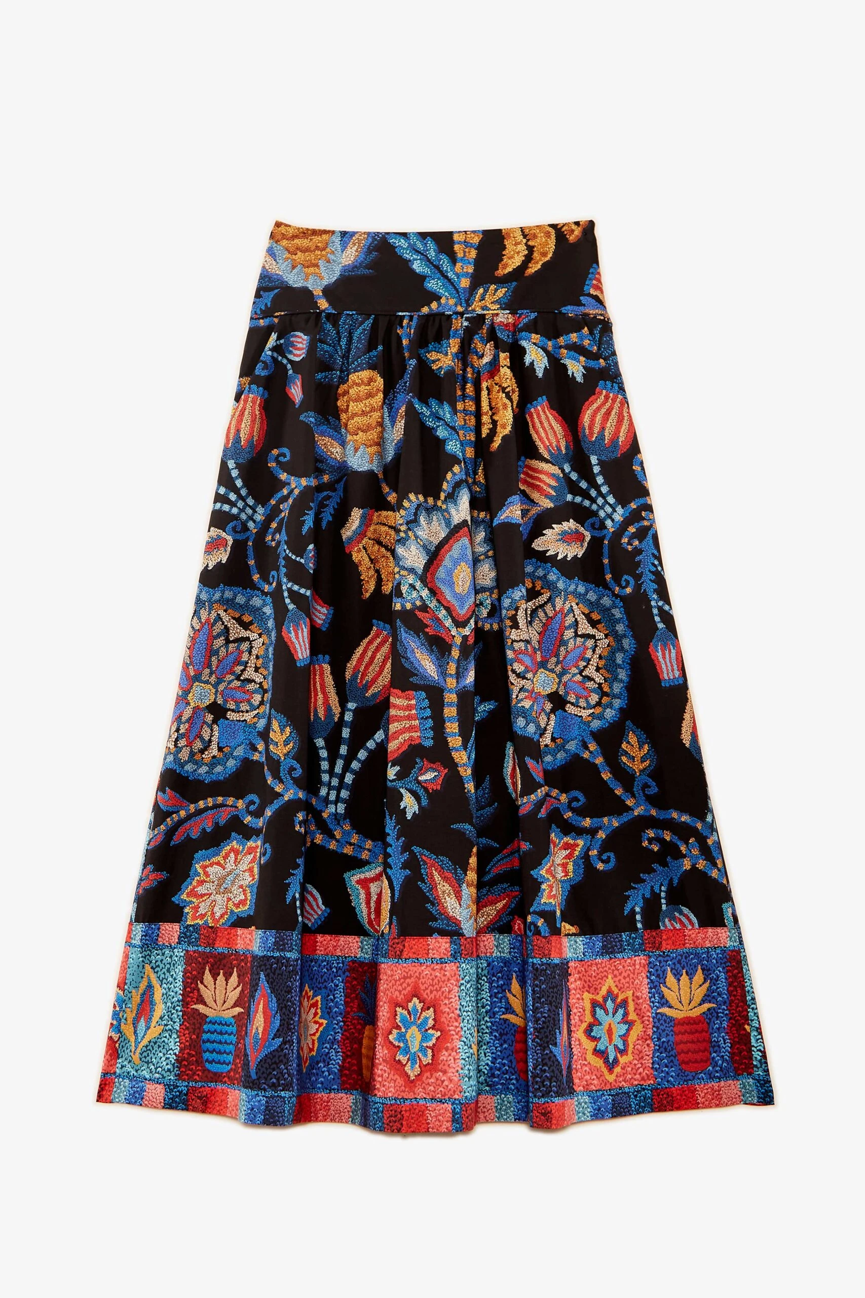 Farm Rio Black Sunset Tapestry Organic Cotton Midi Skirt 4 Farm Rio Black Sunset Tapestry Organic Cotton Midi Skirt - Image 4