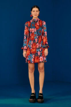 Farm Rio Navy Garden Smocked Mini Dress -Modern Dress World 301902 03