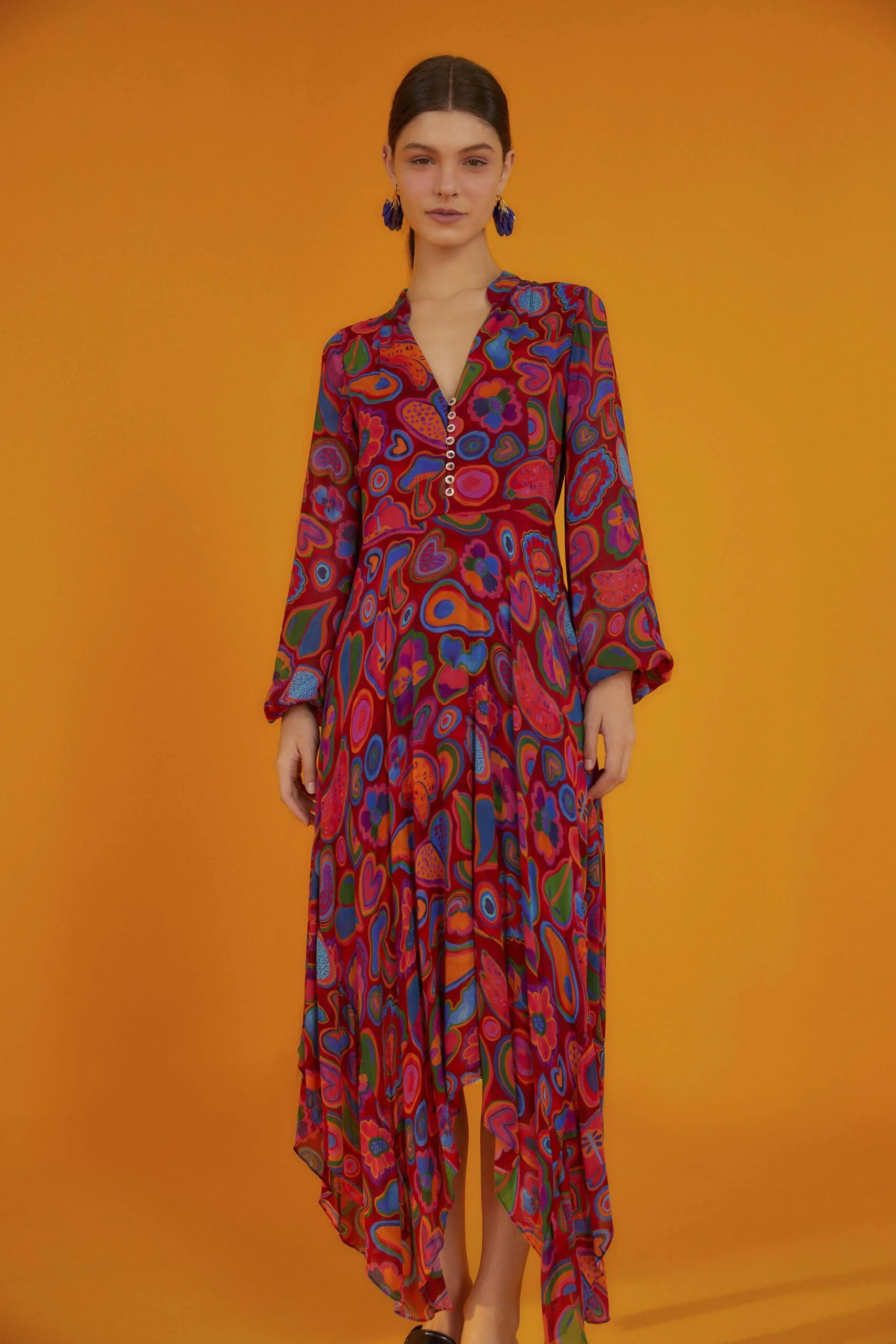 Farm Rio Red Lisa Sheer Midi Dress 1 Farm Rio Red Lisa Sheer Midi Dress