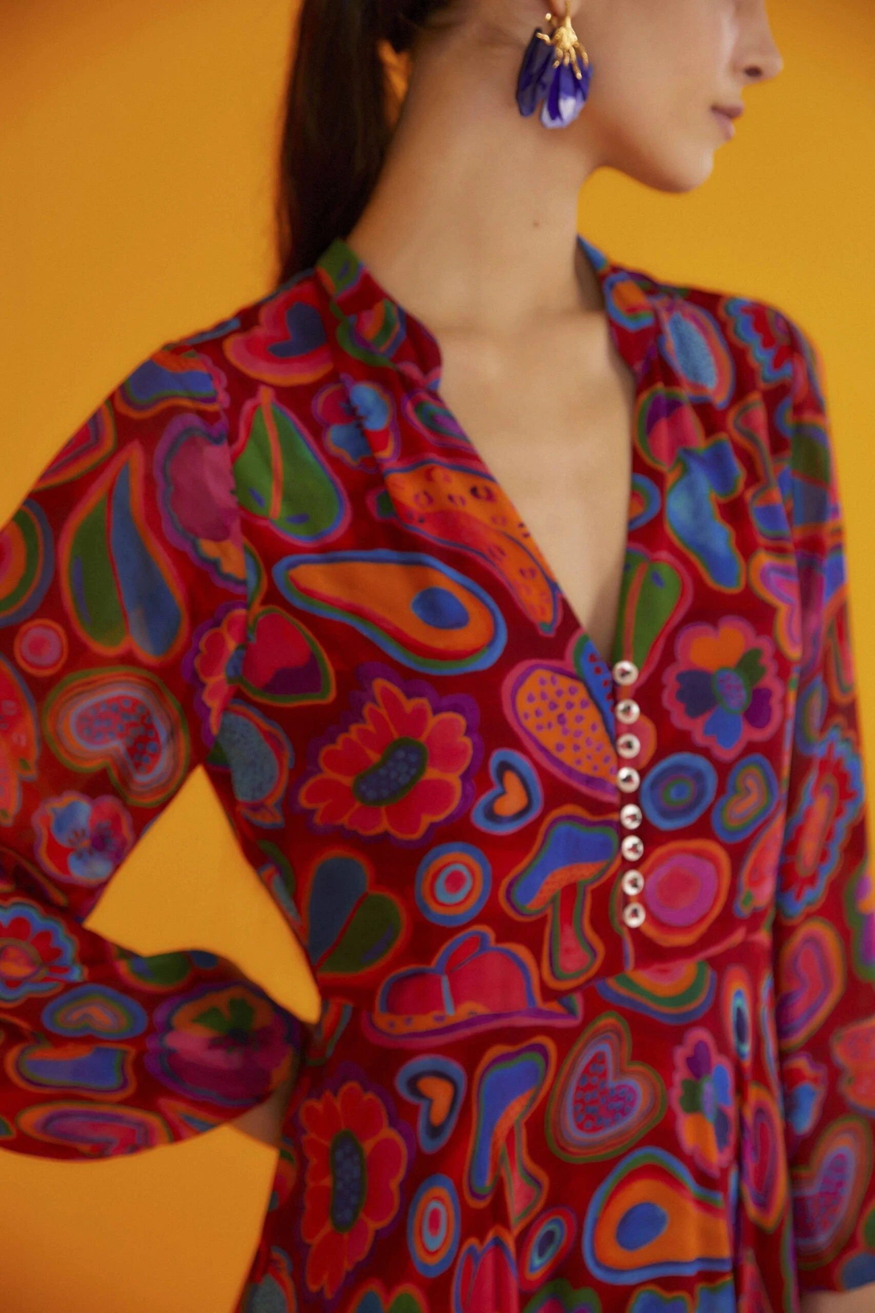 Farm Rio Red Lisa Sheer Midi Dress 3 Farm Rio Red Lisa Sheer Midi Dress - Image 3