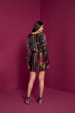 Farm Rio Black Mixed Scarves Mini Dress -Modern Dress World 301909 04