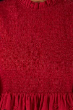 Farm Rio Burgundy 3D Hearts Blouse -Modern Dress World 302015 05