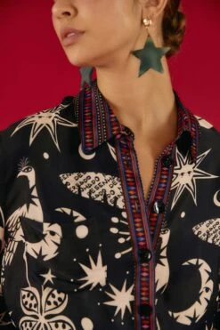 Farm Rio Black & White Cerrado Sky Shirt -Modern Dress World 302034 03