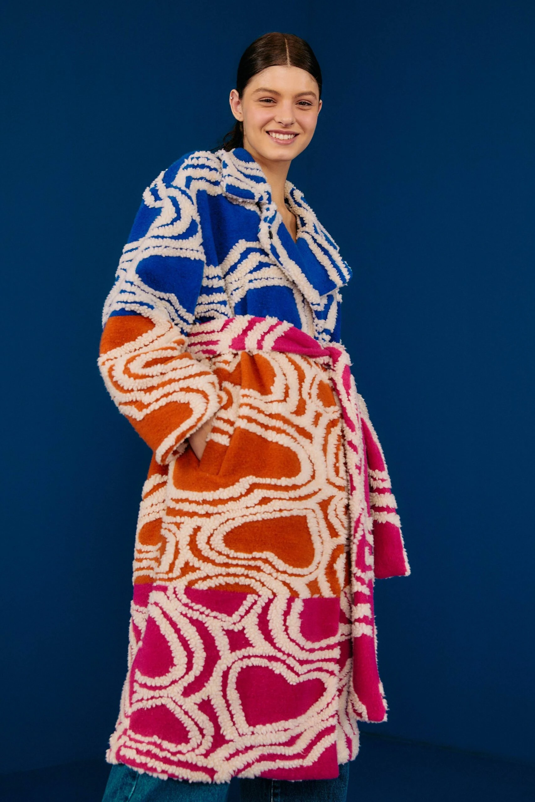 Farm Rio Multicolored Wild Hearts Fleece Coat 1 Farm Rio Multicolored Wild Hearts Fleece Coat