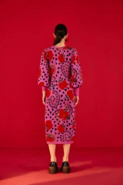 Farm Rio Pink Snake Fruit Sweater Dress -Modern Dress World 302212 02