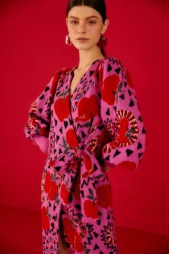 Farm Rio Pink Snake Fruit Sweater Dress -Modern Dress World 302212 03