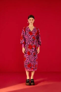 Farm Rio Pink Snake Fruit Sweater Dress -Modern Dress World 302212 04