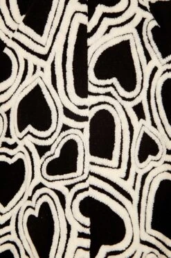 Farm Rio Black And White Wild Hearts Fleece Coat -Modern Dress World 302234 05