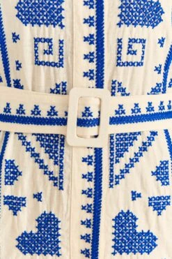 Farm Rio Blue And White Cross Stitch Mini Dress 10 Farm Rio Blue And White Cross Stitch Mini Dress -Modern Dress World 302324 05