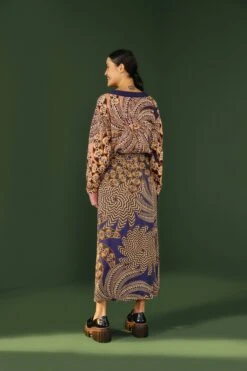 Farm Rio Navy Yawanawa Vanahu Lenzing™ Ecovero™ Viscose Midi Skirt -Modern Dress World 302327 03