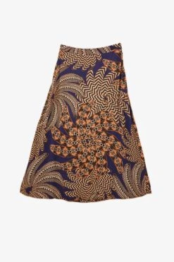 Farm Rio Navy Yawanawa Vanahu Lenzing™ Ecovero™ Viscose Midi Skirt -Modern Dress World 302327 04