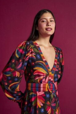 Farm Rio Black Banana Sky Lenzing™ Ecovero™ ViscoseMaxi Dress -Modern Dress World 302687 05