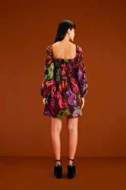 Farm Rio Black Wild Leopards Mini Dress -Modern Dress World 303763 03