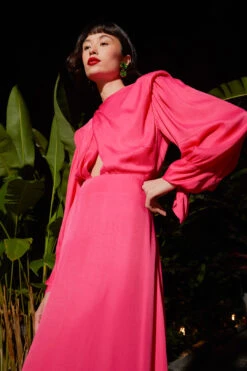 Farm Rio Pink Shoulder Pads Maxi Dress -Modern Dress World 303766 04