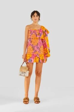 Farm Rio Flowers Garden One Shoulder Mini Dress -Modern Dress World 303791 01