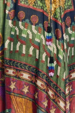 Farm Rio Shiny Mixed Scarves Cut Out Midi Dress -Modern Dress World 303802 05