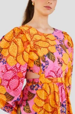 Farm Rio Flowers Garden Organic Cotton Midi Dress -Modern Dress World 303806 03