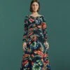 Farm Rio Black Chevron Forest Lenzing™ Ecovero™ Viscose Dress