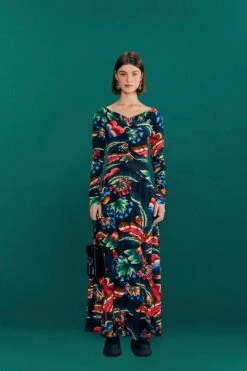 Farm Rio Black Chevron Forest Lenzing™ Ecovero™ Viscose Dress -Modern Dress World 303809 02