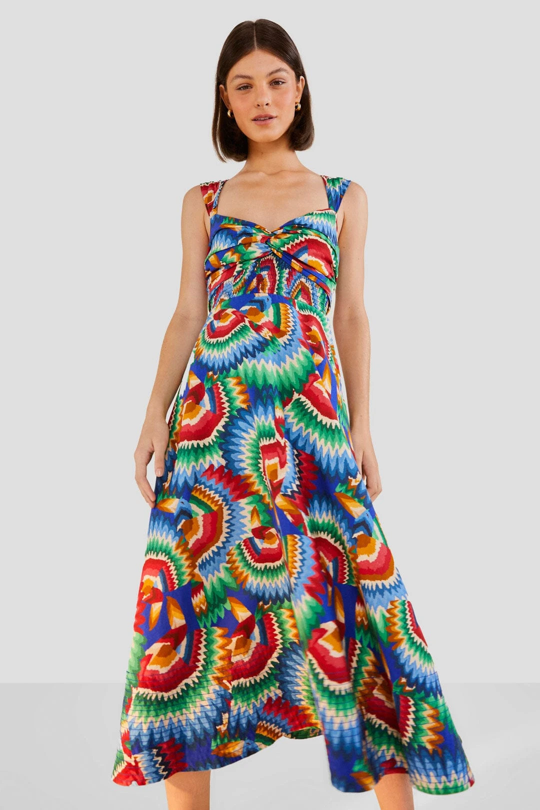 Farm Rio Chevron Toucans Midi Dress 1 Farm Rio Chevron Toucans Midi Dress
