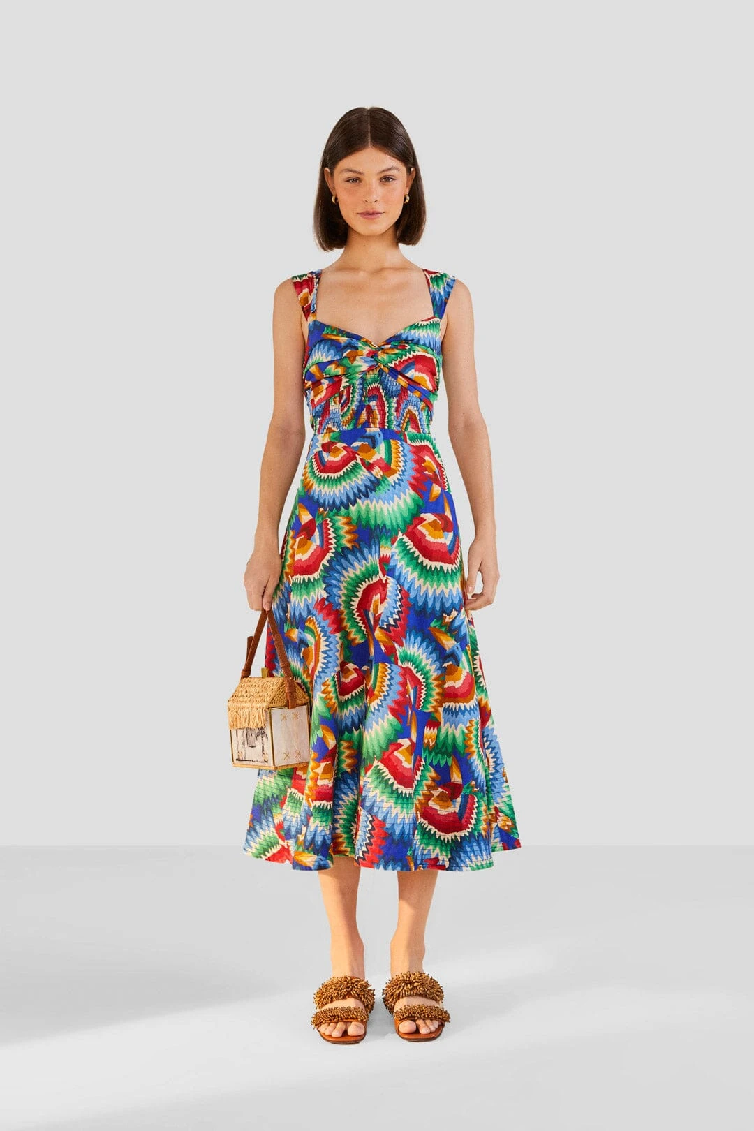 Farm Rio Chevron Toucans Midi Dress 4 Farm Rio Chevron Toucans Midi Dress - Image 4