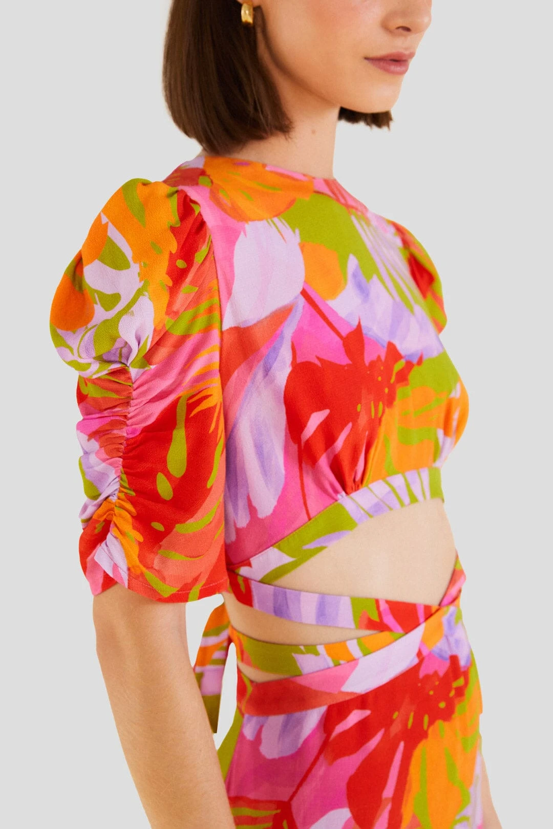 Farm Rio Colorful Leaves Midi Dress 3 Farm Rio Colorful Leaves Midi Dress - Image 3