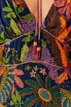 Farm Rio Navy Cool Macaw Midi Dress 10 Farm Rio Navy Cool Macaw Midi Dress -Modern Dress World 303830 05