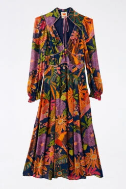 Farm Rio Navy Cool Macaw Midi Dress 11 Farm Rio Navy Cool Macaw Midi Dress -Modern Dress World 303830 06