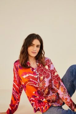 Farm Rio Lilac Mixed Prints Shirt