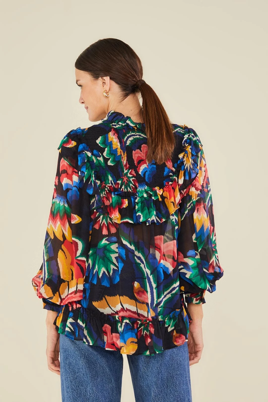 Farm Rio Black Chevron Forest Blouse 2 Farm Rio Black Chevron Forest Blouse - Image 2