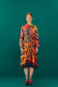 Farm Rio Graphic Scarves Shirtdress -Modern Dress World 303921 02