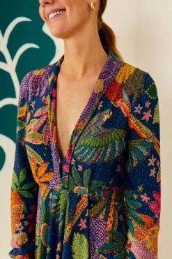 Farm Rio Navy Cool Macaw Maxi Dress 8 Farm Rio Navy Cool Macaw Maxi Dress -Modern Dress World 303923 03