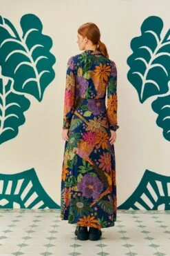 Farm Rio Navy Cool Macaw Maxi Dress 9 Farm Rio Navy Cool Macaw Maxi Dress -Modern Dress World 303923 04