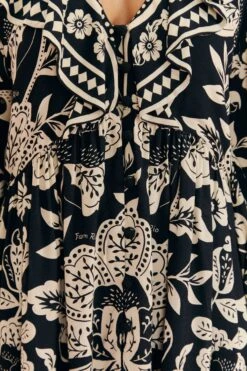 Farm Rio Black Graphic Floral Mini Dress -Modern Dress World 303926 05