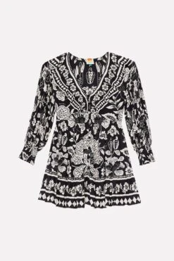 Farm Rio Black Graphic Floral Mini Dress -Modern Dress World 303926 06