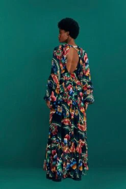 Farm Rio Black Chevron Forest Maxi Dress 5 Farm Rio Black Chevron Forest Maxi Dress -Modern Dress World 303935 04