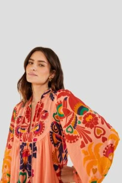 Farm Rio Peach Amulet Midi Dress -Modern Dress World 303983 03