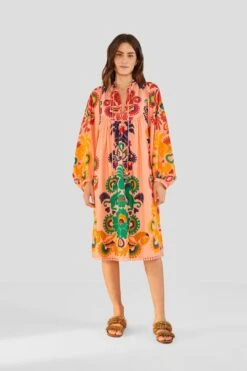 Farm Rio Peach Amulet Midi Dress -Modern Dress World 303983 04