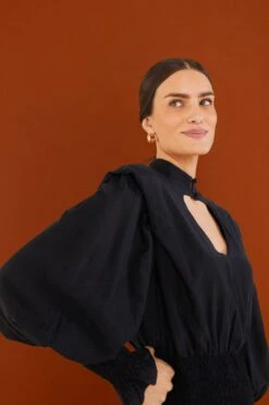 Farm Rio Black Heart Neckline Mini Dress -Modern Dress World 304117 02 1