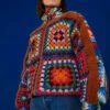 Farm Rio Crochet Colorful Forest Reversible Puffer Jacket